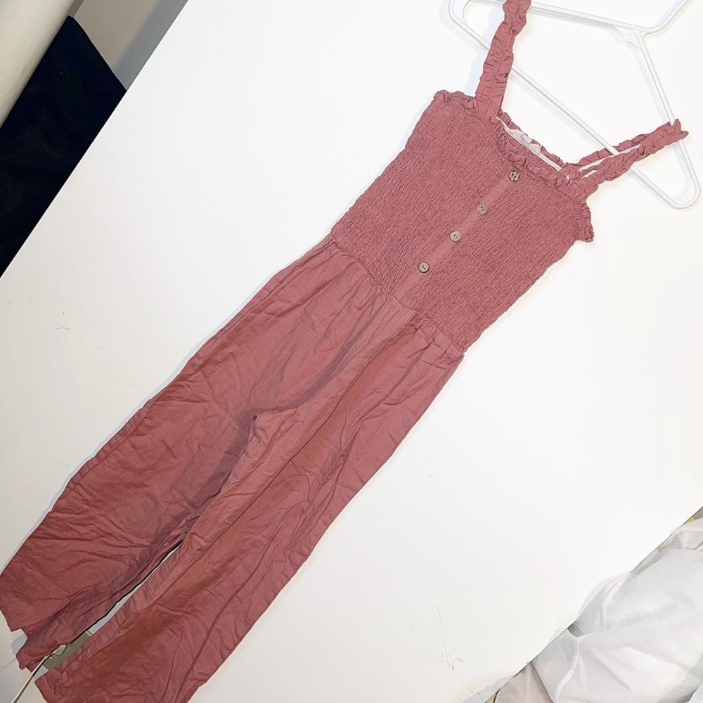 Full Circle Trends Pink Button Jumpsuit
